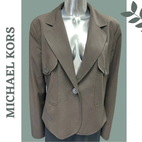 Michael Kors  Brown Label Lined Single
Breasted Blazer Chocolate Brown Size 14 - Picture 1 of 8